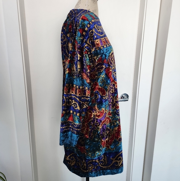 80s velour pattern dress - Picture 3 of 7